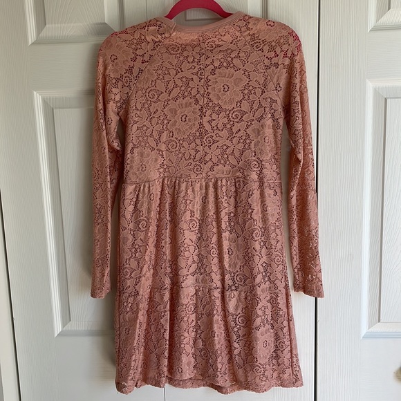 Art class dress rose colored girls dress size 14/16  lace overlay - Picture 2 of 4